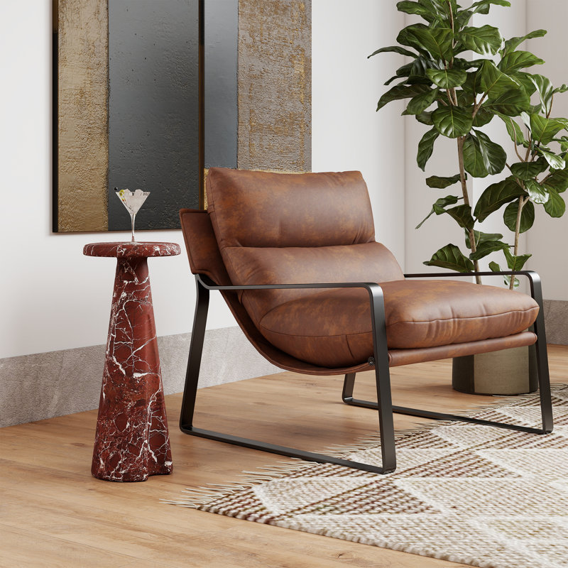 Faux Marble Side Table, Red
