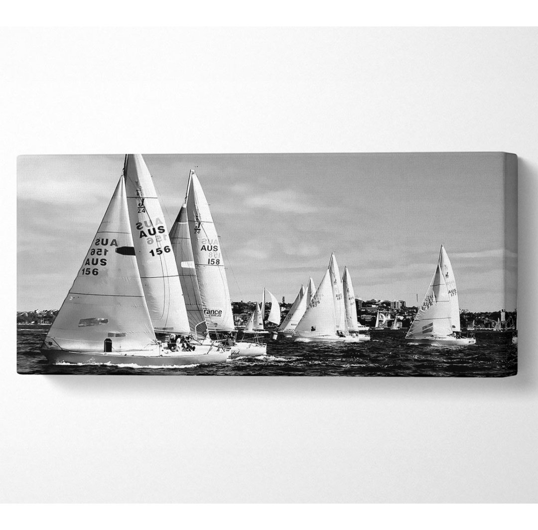 Sailboat Dream B N W - Panoramakunstdrucke auf Leinwand