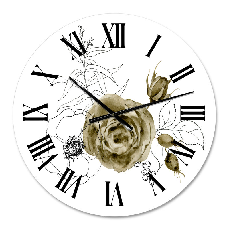 Anémone bouquet de fleurs avec branches d'eucalyptus I - Horloge murale traditionnelle, Petit