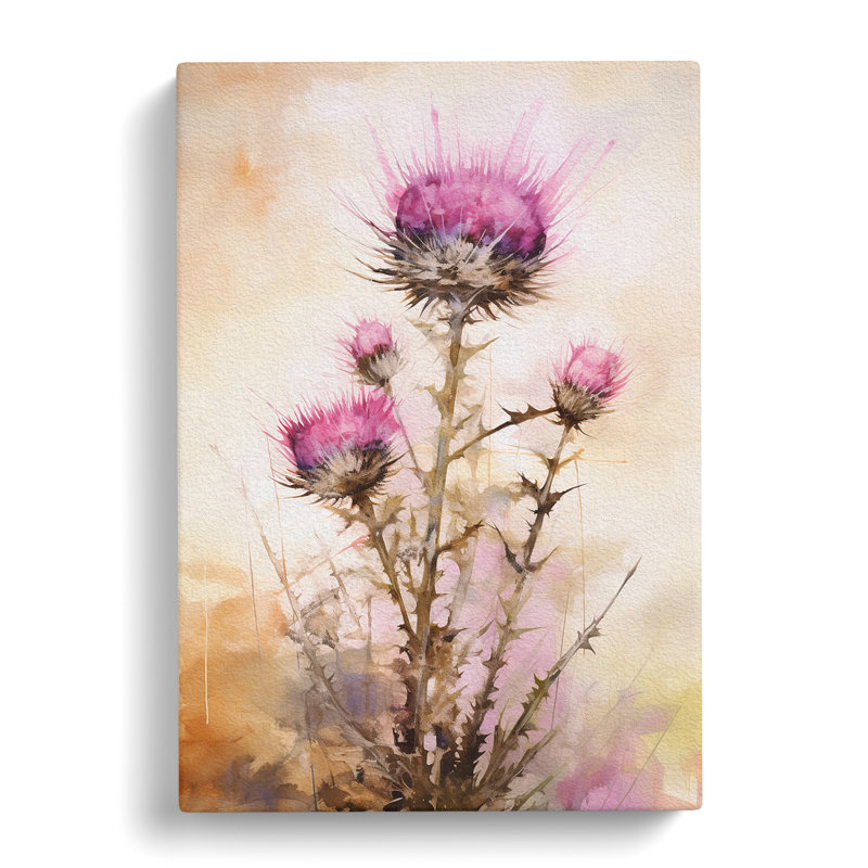 Thistle Gestural - Wrapped Canvas, 50cm H x 35cm W x 3cm D