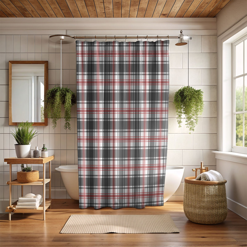 Rideau de douche Bright Tartan Bright_0043, H 74 po x l 71 po