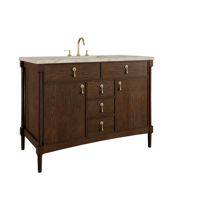 Kinnsden 48" W Single Vanity w/ FreePower Wireless Charger, Tajnar Eclos, Sable Oak