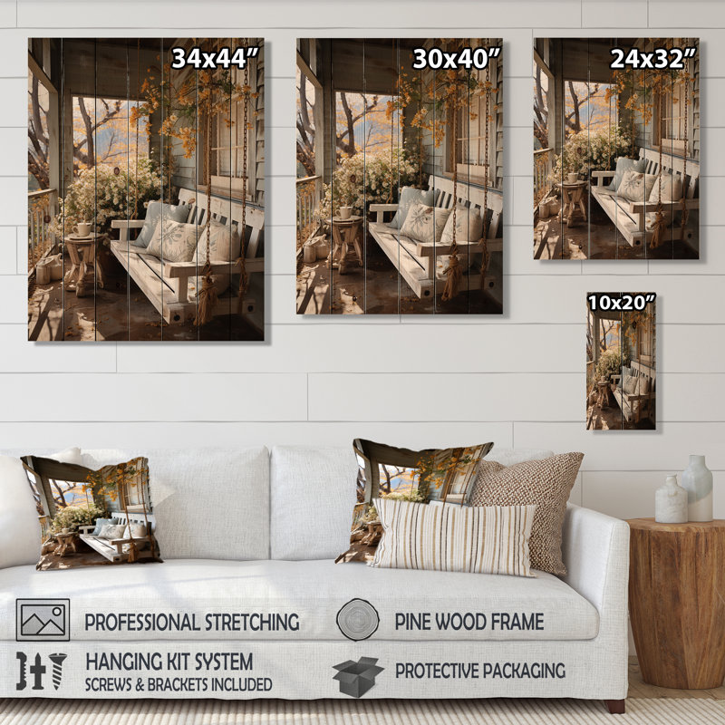 «Farmhouse Gentle Breeze II», reproduction sur bois naturel, H 40 po x l 30 po x P 0,78 po