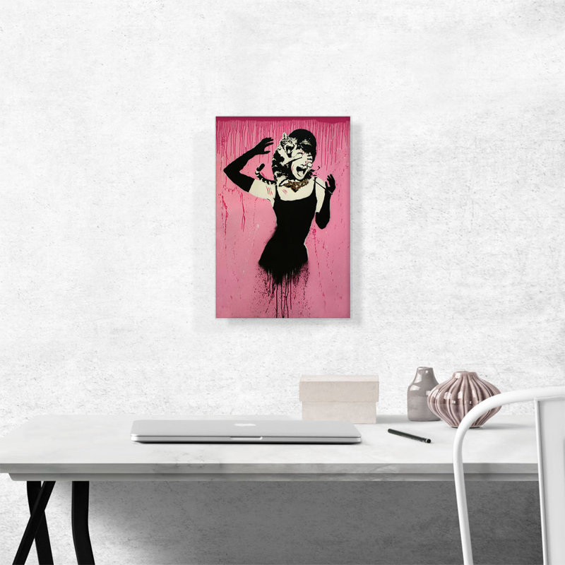 «Audrey Hepburn Attacked by Cat» par Banksy, reproduction d'art sur toile tendue, H 18 po x l 12 po x P 1,5 po