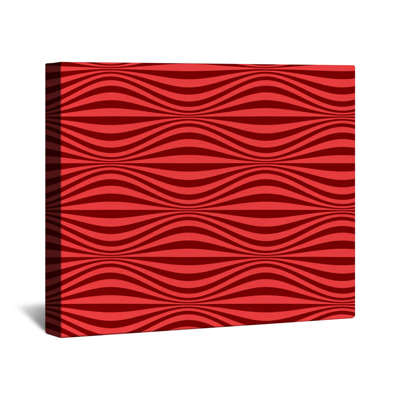 Red Wavy Lines Canvas Gallery Wrap in Many Sizes, 32 x 32 inches
