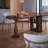 Nut-brown Half-circle Solid Wood Dining Table-134969417