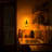 2 Pack Black Amber Modern Square Night Light With Sliding Dimmer