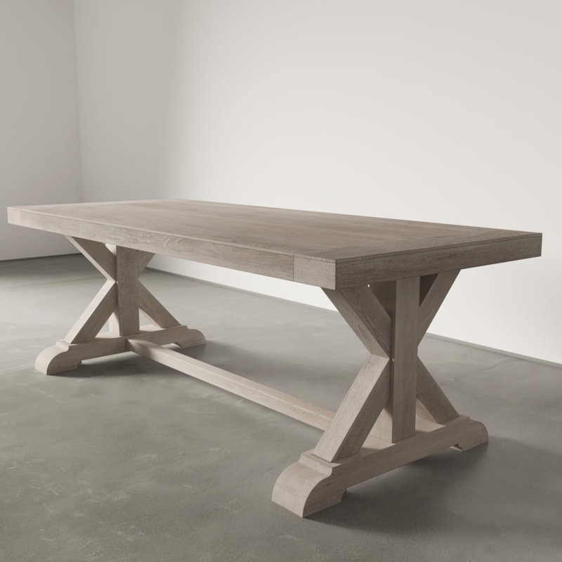 Table de salle à manger Madera, Blanc délavé, L 98 po x l 39 po