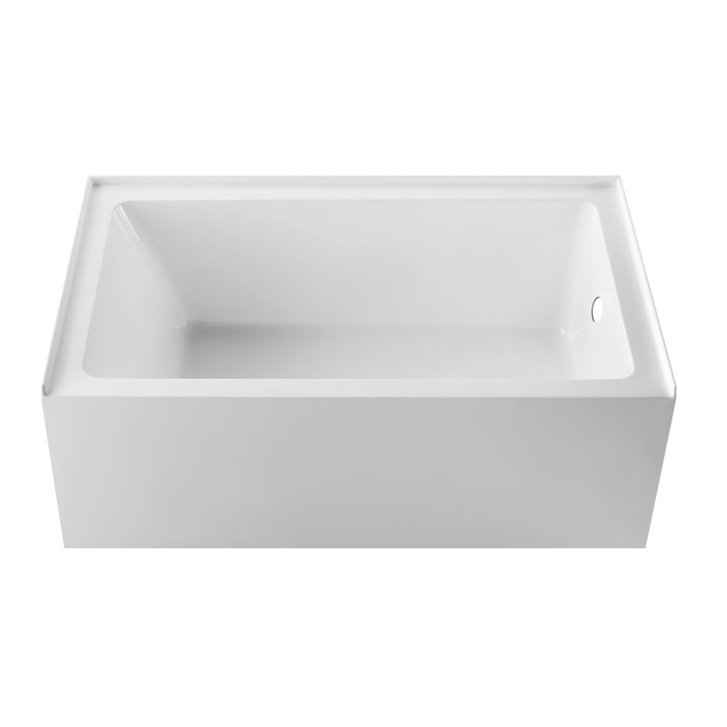 60" x 36" Modern Alcove Bathtub with Ergonomic Backrest & Anti-Slip Base,Right Drain, Glossy White-LUXE, Right