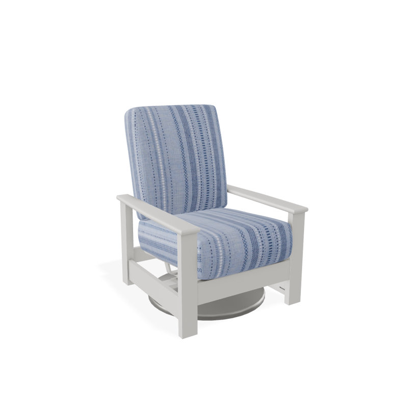 Chaise berçante pivotante cachée en polymère Leeward, Neige, Chambray Copeland