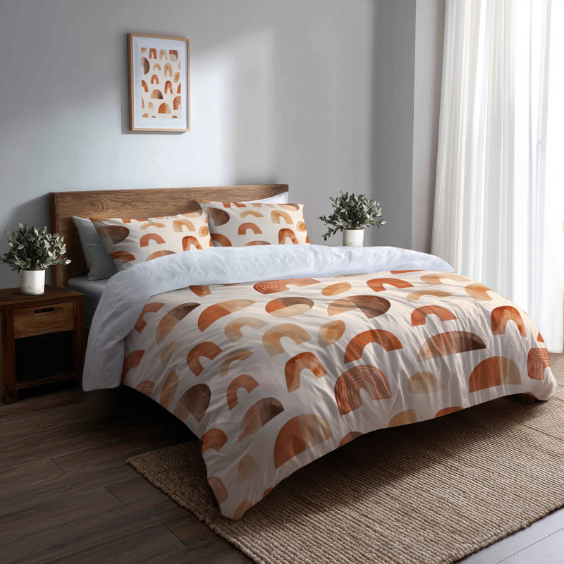 Ensemble d'édredon abstrait 6 pièces - Ensemble de literie boho terra orange, King Comforter + 5 Additional Pieces