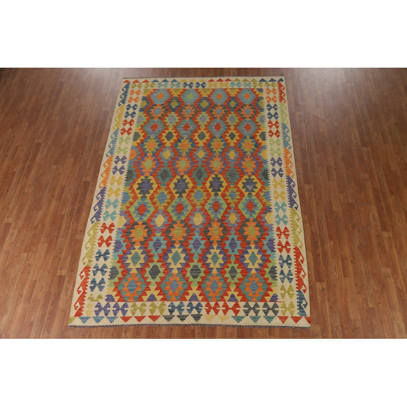 Tapis réversible en laine Kilim 7 x 7