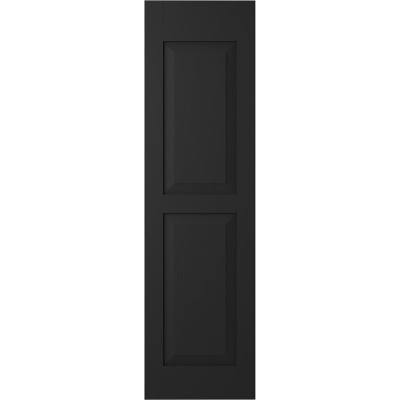 Americraft Two Equal Flat Panel Shutters (Per Pair), Black, 52", 15"