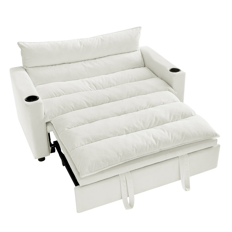  Convertible Sofa Bed, 3-In-1 Multi-Functional Velvet Sleeper Couch Pull-Out Bed, 47'' Loveseat Chaise Lounge With Adjustable Backrest