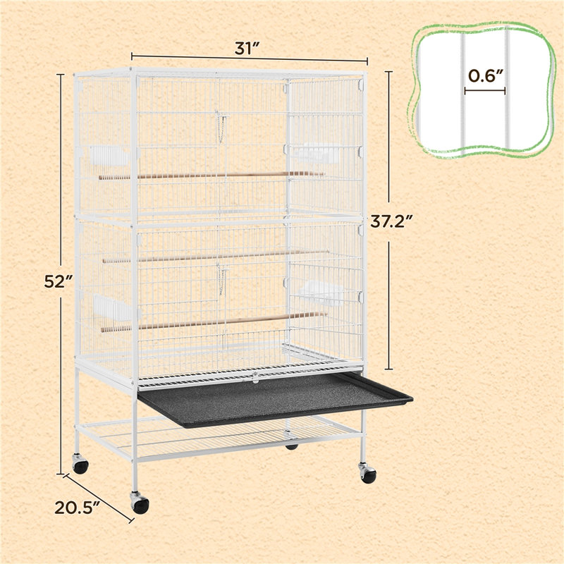Cage en métal avec roulettes H 52 po Sevigny, Blanc