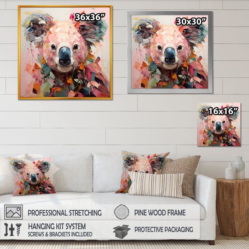 Art floral floral Koala IV - Koala, Encadrement doré, H 30 po x l 30 po x P 1,5 po