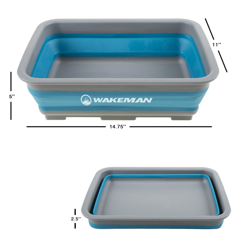 Wakeman Collapsible Ice Bucket - Multipurpose 10-Liter Wash Bin Bucket for Camping and Beach Trips, Blue