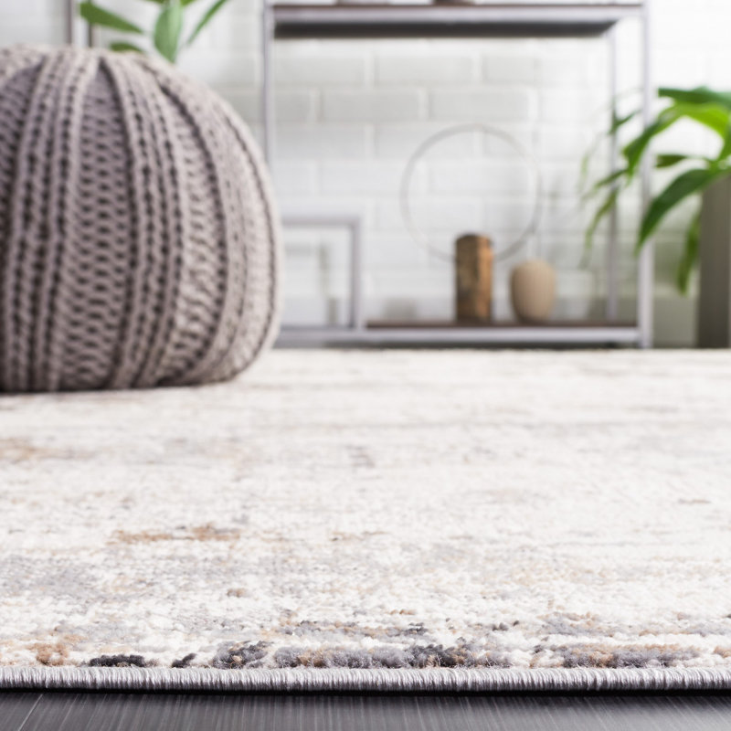 Tapis ivoire / gris Griner Padillo, Rectangle 4 pi 5 po x 6 pi 5 po