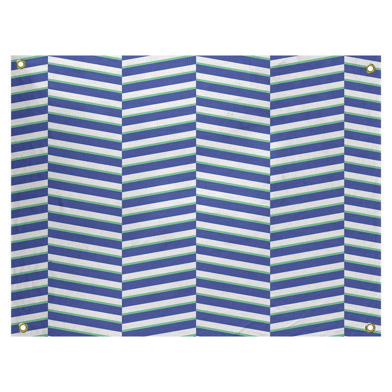 Jaya Polyester Tapestry, 59" H x 80" W, Blue/Green/White