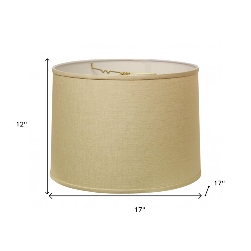 Abat-jour tambour en lin parchemin, H 12 po x l 17 po x P 17 po, Beige