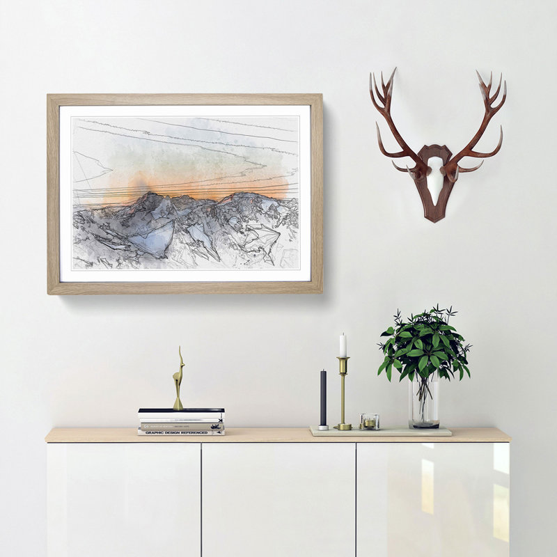 Sahale Glacier in Abstract - Picture Frame Graphic Art Print, 35cm H x 50cm W x 2cm D, Oak