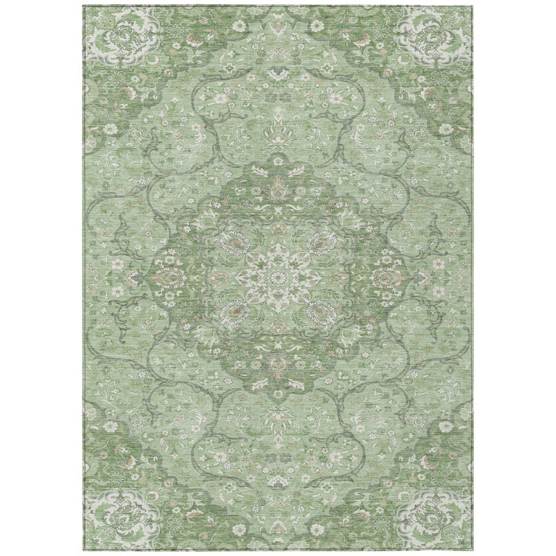 Tapis intérieur / extérieur 3 pi x 5 pi vert et ivoire
