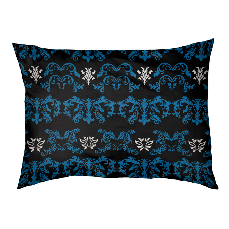 Coussin d'extérieur Houston Football Baroque, Grand (l 50 po x P 40 po x H 6 po), Bleu Honolulu / noir / blanc