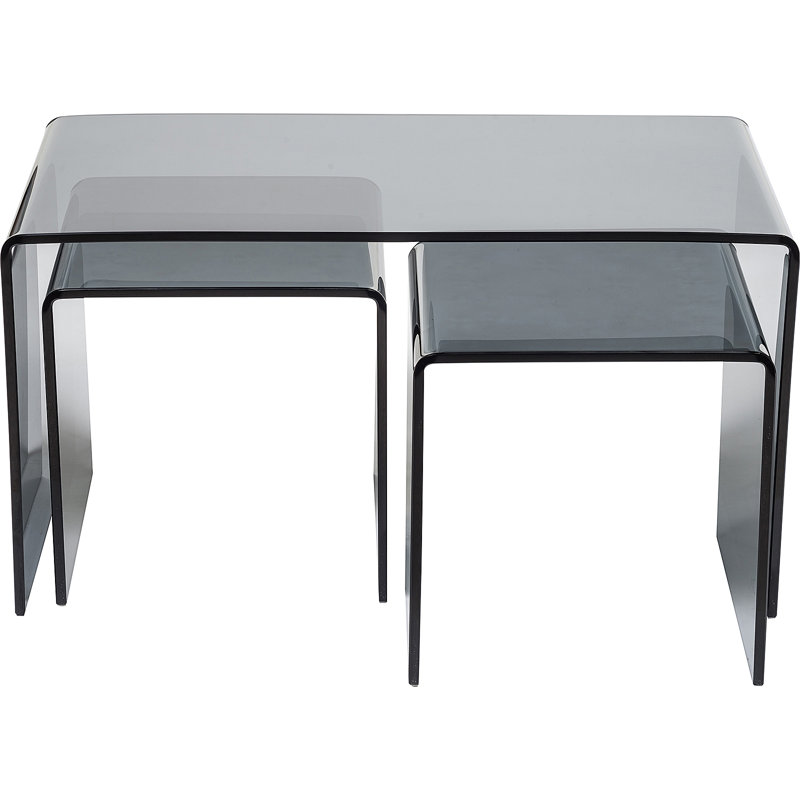 Herta 3 - Piece Glass Top Living Room Table Set, Smoked