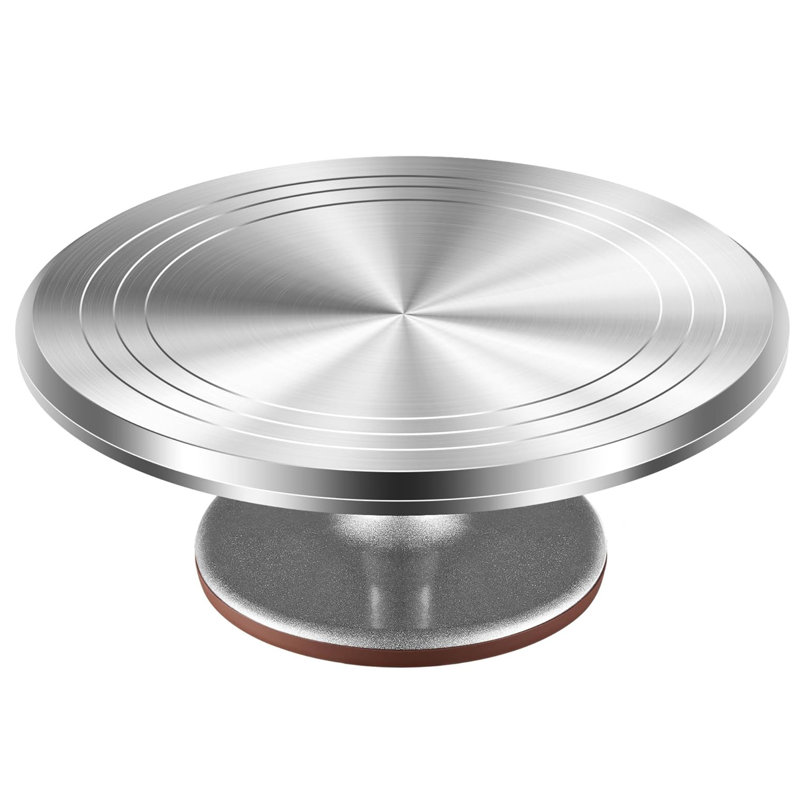 Plateau tournant 12 po pour gâteau, support de gâteau rotatif en alliage d'aluminium, Argent