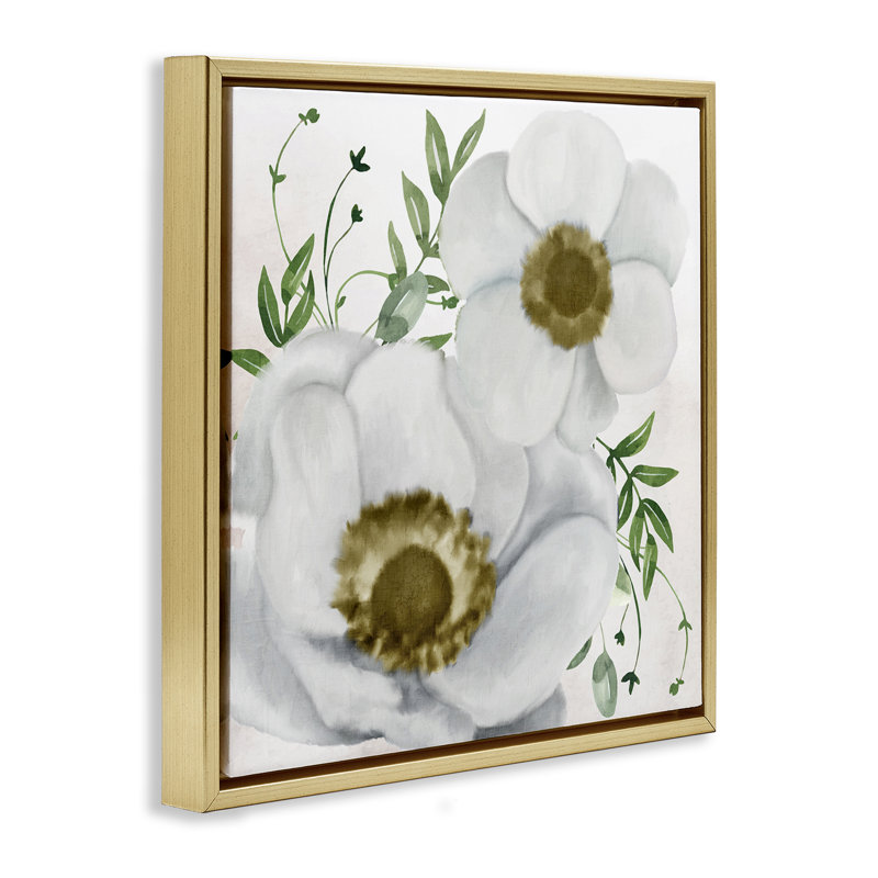 Art mural sur toile flottant encadré doré Magnolia par Kim Allen, H 18 po x l 18 po, Cadre flottant métallique doré