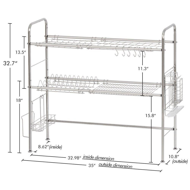 Adjustable Stainless Steel Two Tier Dish Rack