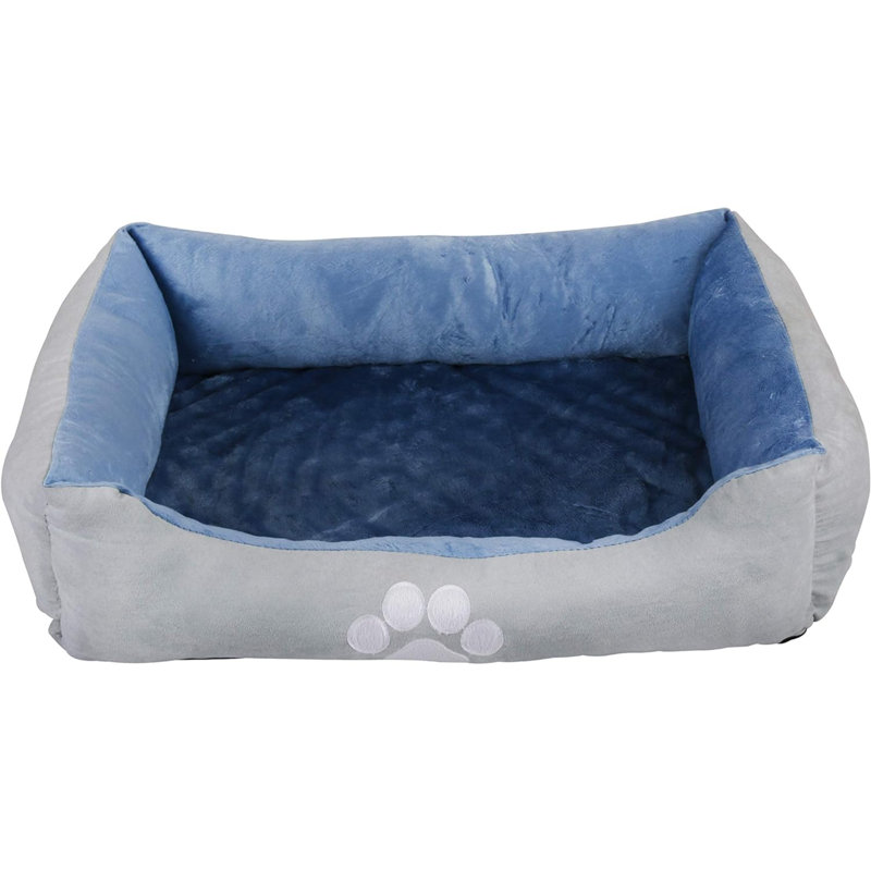 Deraway Orthopedic Faux Fur Pet Bed, Blue