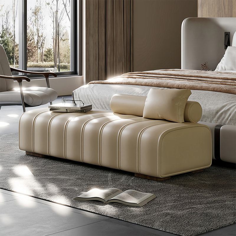 Banc rembourré Linoshka, Beige, H 21,56 po x l 70,86 po x P 17,71 po