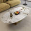 Table basse ovale moderne en pierre frittée de 49,2 po avec base en acier inoxydable-133473200-133473202