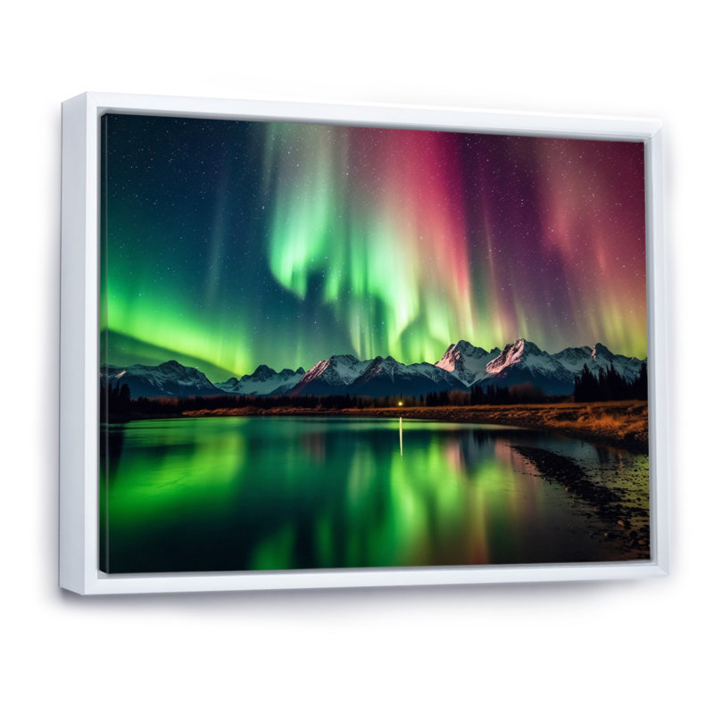 Yukon Dream Aurora IV - impressions sur toile canadiennes, H 12 po x l 20 po x P 1 po, Cadre flottant blanc