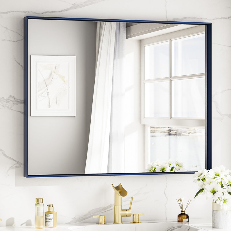 Stemn Framed Bathroom Vanity Mirror Accent Mirror, 40" x 30", Blue