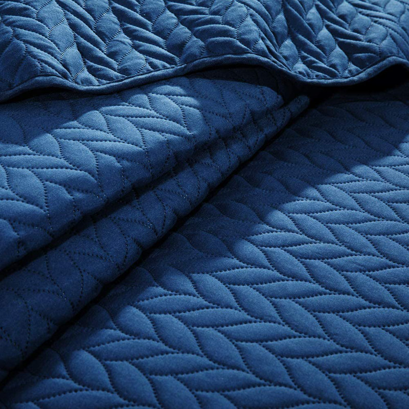 Microfiber Embossed Bedspread Set, Blue, King Bedspread + 2 King Shams