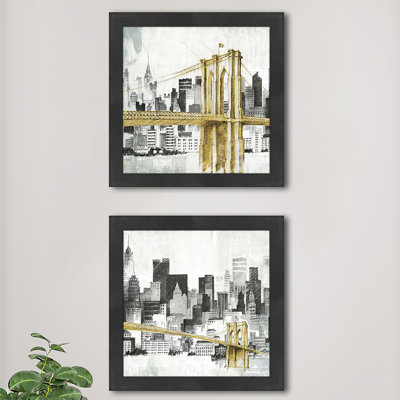 " New York Skyline I Bridge " 2 - Pieces Painting Print