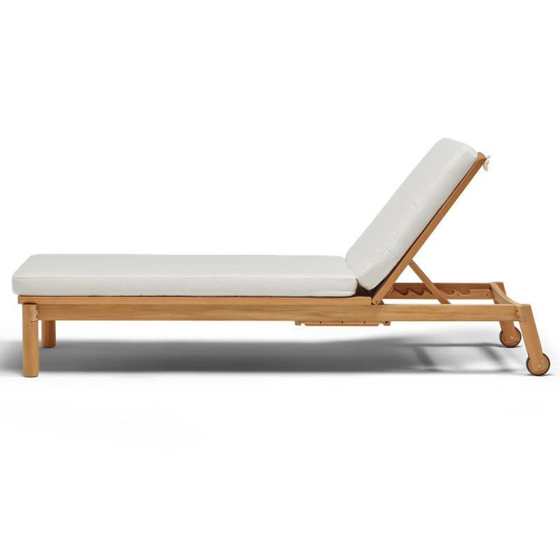 Haven Outdoor Teak Chaise Lounge, Sunbrella Canvas