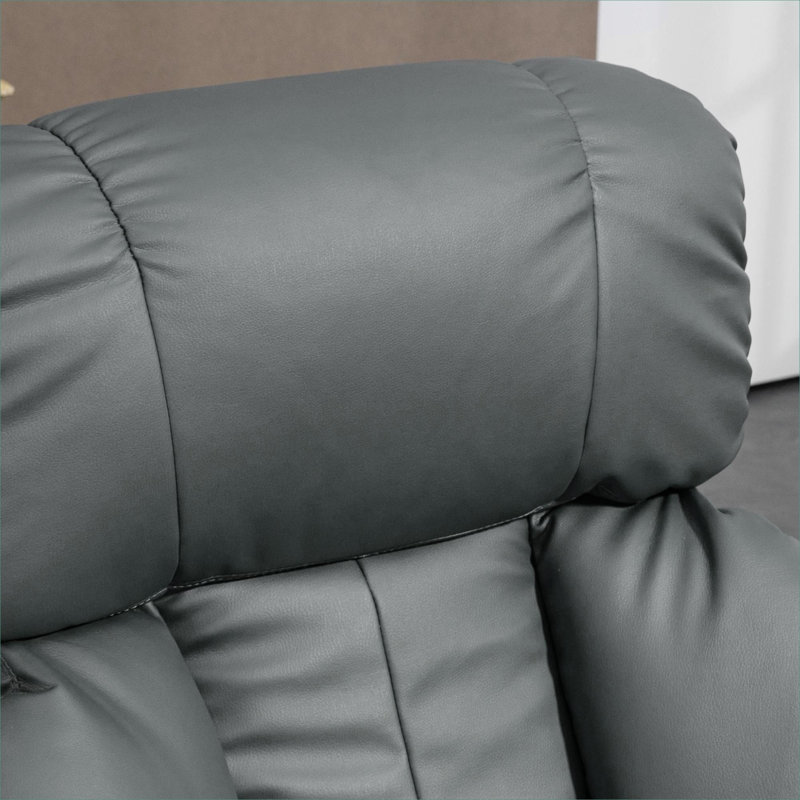  Fauteuil inclinable de massage en similicuir gris neutre avec repose-pieds, pivotant à 360 ° pour vous détendre à la maison