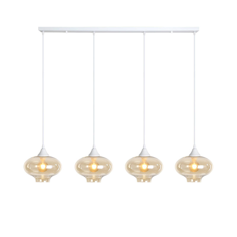 Martelly 4 - Light Kitchen Island Pendant, White, Amber