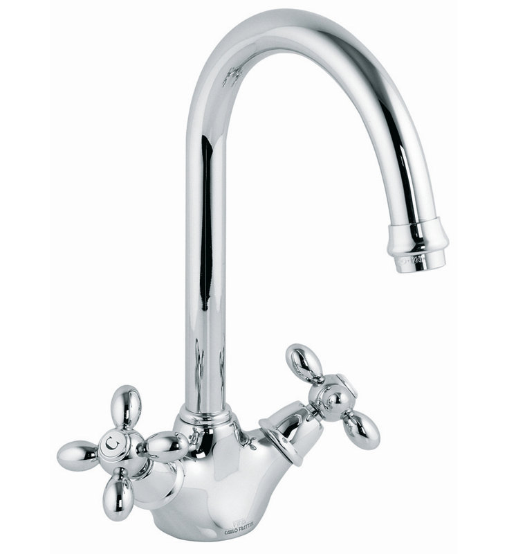Robinet de lavabo de cuisine à un trou à deux poignées, Chrome