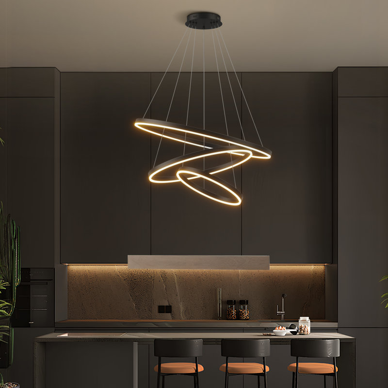 Gullo Hemlon 31.5'' Modern Dimmable Led Geometric Chandelier, Matte Black