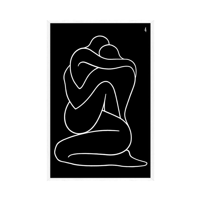 Lovers 1 Piece Painting on Canvas, 101.6 cm H x 66.04 cm W, White Framed