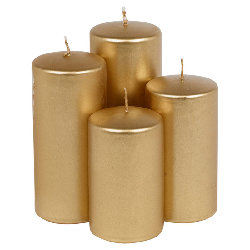 Antoin Unscented Flameless Pillar Candle with Wax Holder, Gold