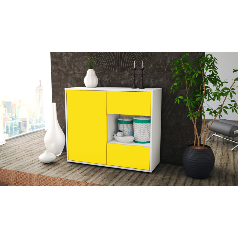 Quebec 92cm Sideboard, White/Yellow