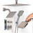 Shower Faucet Set, 12 Inch Ceiling Mount Rainfall Shower System with 6 Inch Wall Mount Head and 4 in 1 Handheld Spray, Rotatable 3-Function Dual Rain Head Brass Valve & Trim Kit, Brushed Nickel