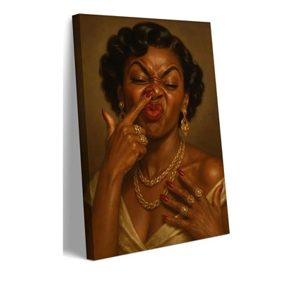 Framed Black Woman Canvas Wall Art Funny African American Woman Bathroom Picture Painting Humor Toilet Cover Your Nose Poster Print Vintage Bathroom Black Girl Wall Decor 16X24in