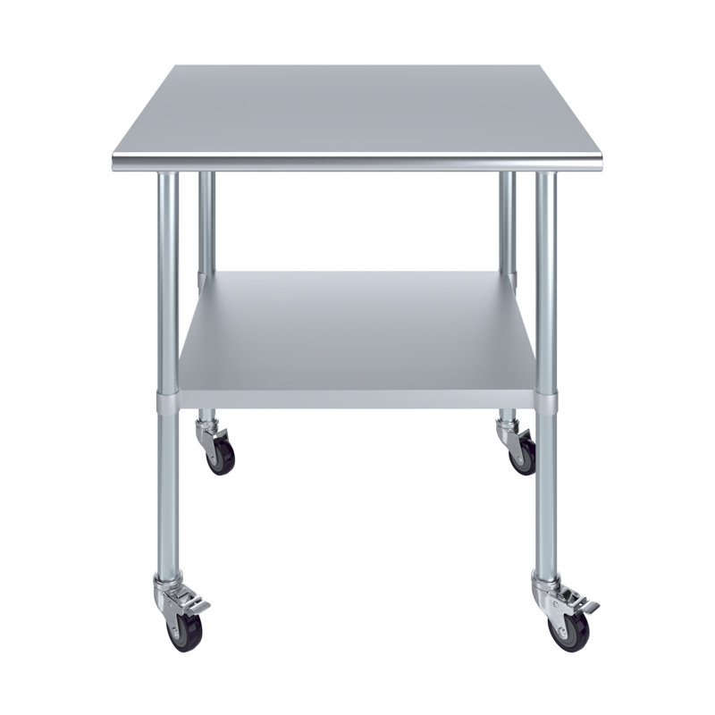 Table de préparation à roulettes express H 35 po x L 36 po x P 30 po Express KitchQuip avec dessous réglable et roulettes verrouillables