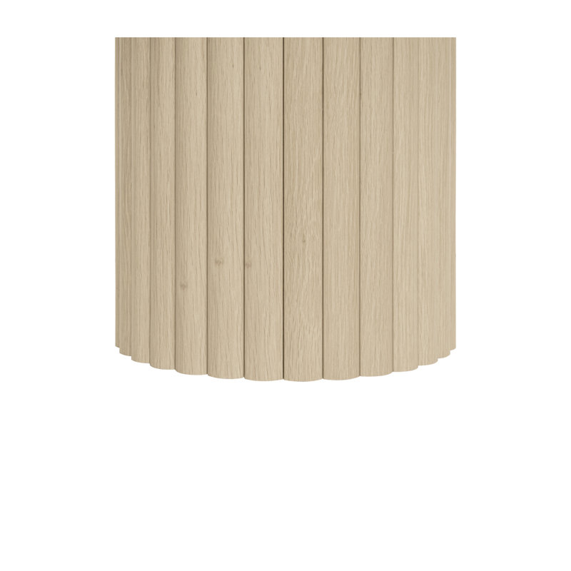 Dontez Two Round Coffee Tables with Wood Grain Vertical Lines Design, Natural